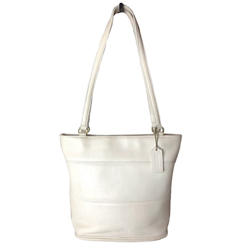 Vintage COACH TRIBECA Ivory Glove Tanned Slim Bleeker Bucket Shoulder Bag 9098